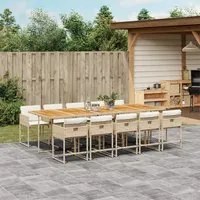 Set da Pranzo da Giardino 11 pz con Cuscini Beige in Polyrattan 3278067