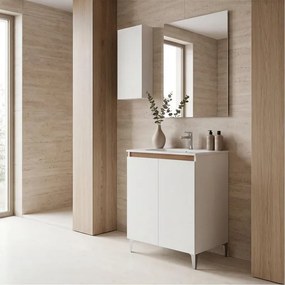 Mobile bagno con lavabo Revital L60 x H86 x P46 cm, due ante bianco frassinato