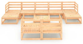 Set divani da giardino 10 pz in legno massello di pino