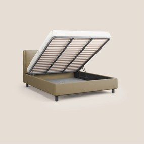 Emma letto contenitore con cuscini mobili in microfibra smacchiabile T11 beige