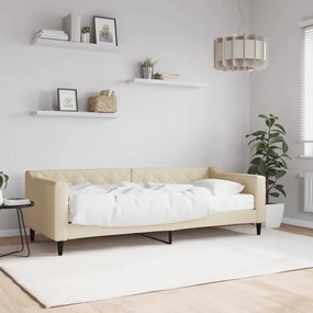 Divano Letto Con Materasso Crema 80x200 Cm İn Tessuto /