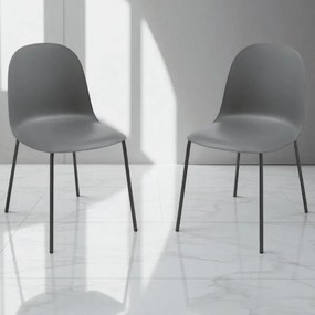 Sedia in polipropilene Grigio Scuro con gambe in metallo - FOX 2 sedie