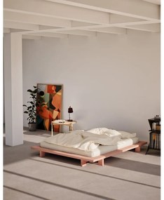 Letto matrimoniale rosa chiaro in legno di pino con griglia 160x200 cm Japan - Karup Design