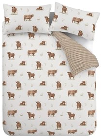 Set copripiumino e federa marrone e beige per letto matrimoniale 200x200 cm Angus Highland Cow – Catherine Lansfield