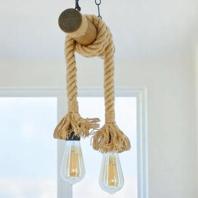 Lampadario a sospensione con catena KOS 2xE27/60W/230V faggio