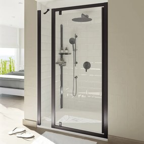 Fisso in linea Style L 200-30 cm x H 200 cm per nicchia in vetro trasparente SP. 8 mm, profilo nero, serie Style