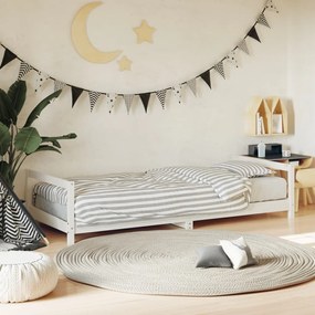 Giroletto Per Bambini Bianco 90x200cm İn Legno Massello Di Pino /