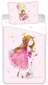 Set copripiumino e federa da bambini rosa in cotone per letto singolo 140x200 cm Fairy – Jerry Fabrics