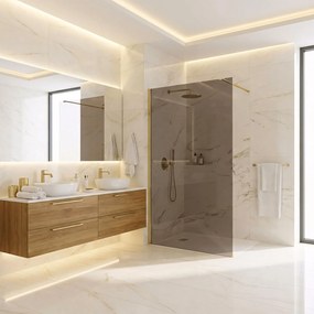 Parete doccia Rea Flexi Brown / Brush Gold 110