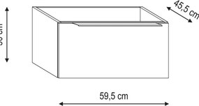 Mobile da bagno sospeso sotto lavabo L 59.5 x H 30 x P 45.5 cm bianco, 1 cassetto Brera
