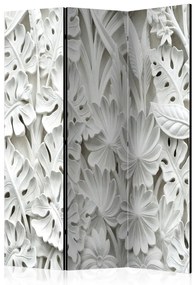 Paravento Giardino di Alabastro II (3-parti) - modello con foglie bianche