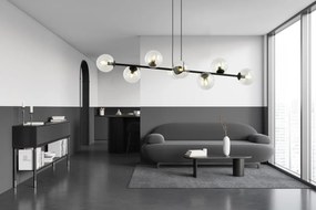 Lampadario a sospensione ROSSI 8 BL in acciaio e vetro 8xE14