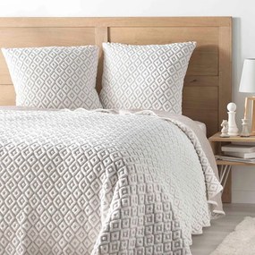 Set con copriletto e federa bianco/beige in jersey 240x260 cm Joana – douceur d'intérieur