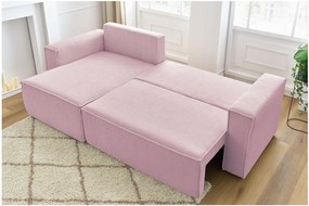 Divano letto a coste rosa ad angolo variabile Nihad - Bobochic Paris