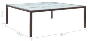 Tavolo da Giardino Marrone 200x200x74 cm in Polyrattan