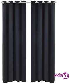 vidaXL 2 Pz Tende Oscuranti con Occhielli in Metallo 135x175 cm Nere