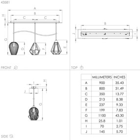 Eglo 43581 - Lampadario su corda DISTAFF 3xE27/40W/230V
