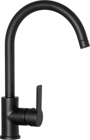 Rubinetto da cucina fisso a collo di cigno Aquasound nero verniciato opaco SCHOCK