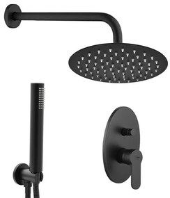 Set doccia incasso Paco nero opaco con soffione 25 cm e kit doccino