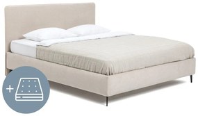 Letto matrimoniale imbottito beige con materasso incluso/con rete inclusa 160x200 cm Noira Slim – Bonami Selection