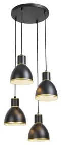 Rabalux 5604 - Lampadario a filo MACKENZIE 4xE27/60W/230V nero/oro