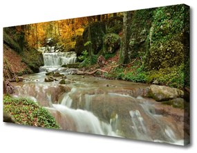 Stampa quadro su tela Cascata della natura della foresta 100x50 cm