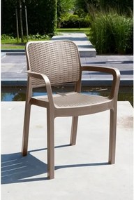 Sedia Da Giardino Impilabile Con Braccioli In Resina Effetto Intrecciato Bella Keter Cappuccino