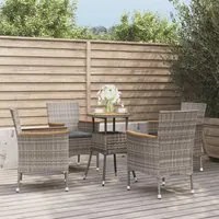 Set Bistr da Giardino 5 pz con Cuscini in Polyrattan Grigio 3187431