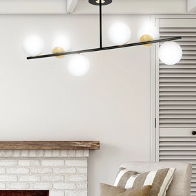 Plafoniera Contemporaneo Vishnu Acciaio Nero Oro 6 Luci E14 Ip20