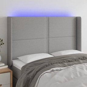 Testiera A Led Grigio Chiaro 147x16x118/128 Cm İn Tessuto /