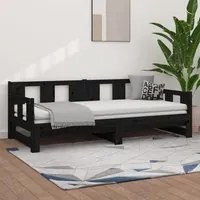 Dormeuse Estraibile Nera in Legno Massello di Pino 2x(90x200)cm cod mxl 41156