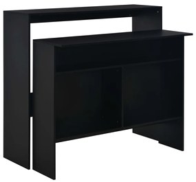 Tavolo da bar con 2 piani d&#039;appoggio nero 130x40x120 cm