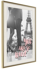 Poster  Love in Paris  Cornice Quadri Cornice d'oro con passe-partout, Larghezza x Altezza Home decor 40x60