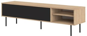 Tavolo TV in rovere decorato in nero-naturale 165x40 cm Ampère - TemaHome