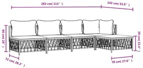 Set Salotto da Giardino 5 pz con Cuscini in Acciaio Antracite