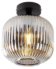 Plafoniera Art Déco nera con vetro fumé - Karel