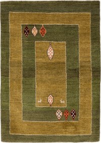 Gabbeh Tappeto 150x100 Verde (Iran) Annodato A Mano