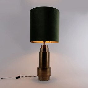 Lampada da tavolo velluto verde con dettagli oro 40 cm - Bruut