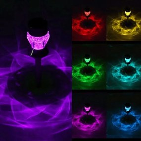 Lampada LED solare CRYSTAL 2xLED-RGB/0,02W/1xAAA cromo opaco