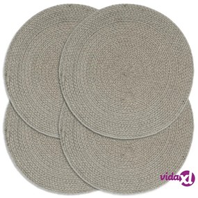 vidaXL Tovagliette 4 pz Grigio Neutro 38cm Rotonde in Cotone