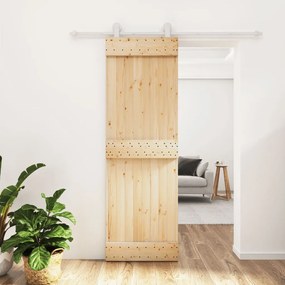 Porta Scorrevole Con Set Hardware 70x210 Cm Legno Massello Pino /