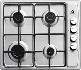 Piano Cottura Inox 60 Cm A Gas 4 Fuochi Griglia Acciaio Staylux