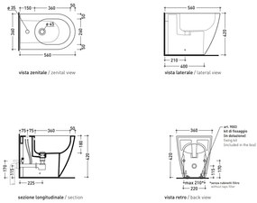 Ceramica flaminia link lk217 bidet monforo filo muro a pavimento bianco