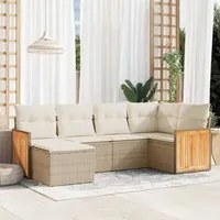 Set Divano da Giardino 6 pz con Cuscini Beige in Polyrattan 3260259