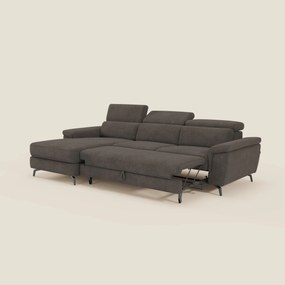 Estro Divano estraibile con chaise-longue e poggiatesta reclinabili in tessuto impermeabile T14 marrone