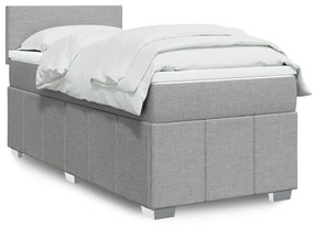 Giroletto A Molle Con Materasso Grigio Chiaro 90x190 Cm Tessuto /