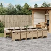 Set da Pranzo da Giardino 13 pz con Cuscini Beige in Polyrattan 3210586