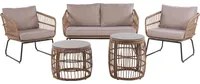 Set Divani Da Giardino Beige Cuscini rattan sintetico Esterni 4 Posti 2 Tavolini