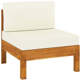 Divani centrali 2 pz con cuscini bianco crema massello acacia