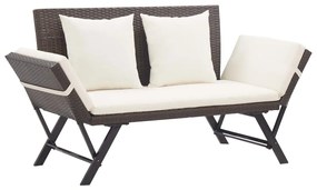 Panca da giardino con cuscini marrone 176 cm in polyrattan